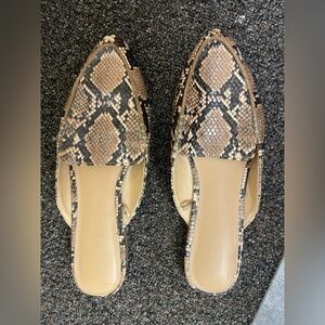 Express Beige and Black Snakeskin Mules Size 8